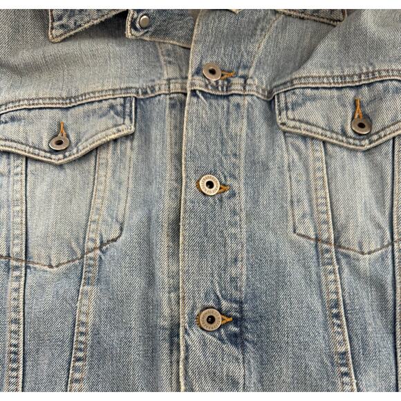 Vintage Abercrombie & Fitch Jacket Large Denim Trucker Jean Distressed Made USA - Picture 4 of 8